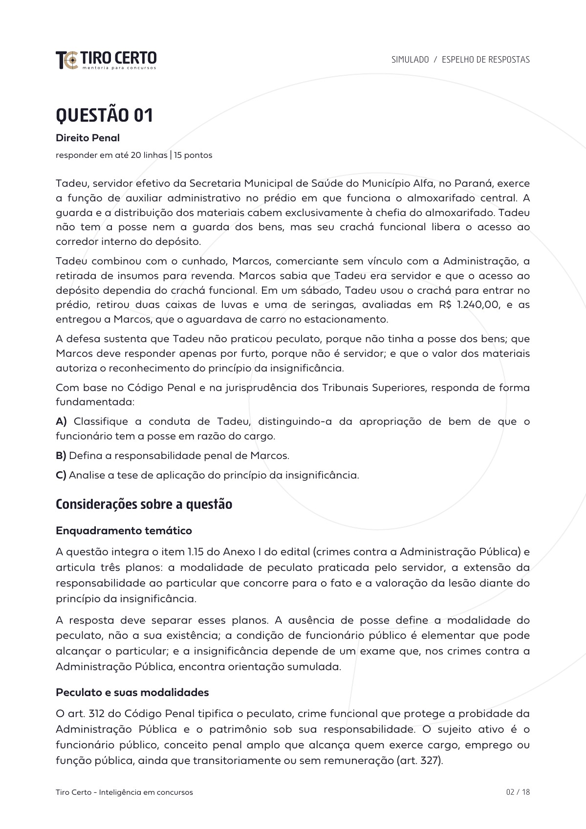 Simulado 01 · página 2 do espelho de respostas