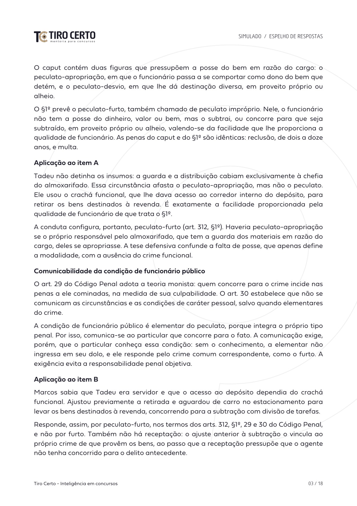 Simulado 01 · página 3 do espelho de respostas