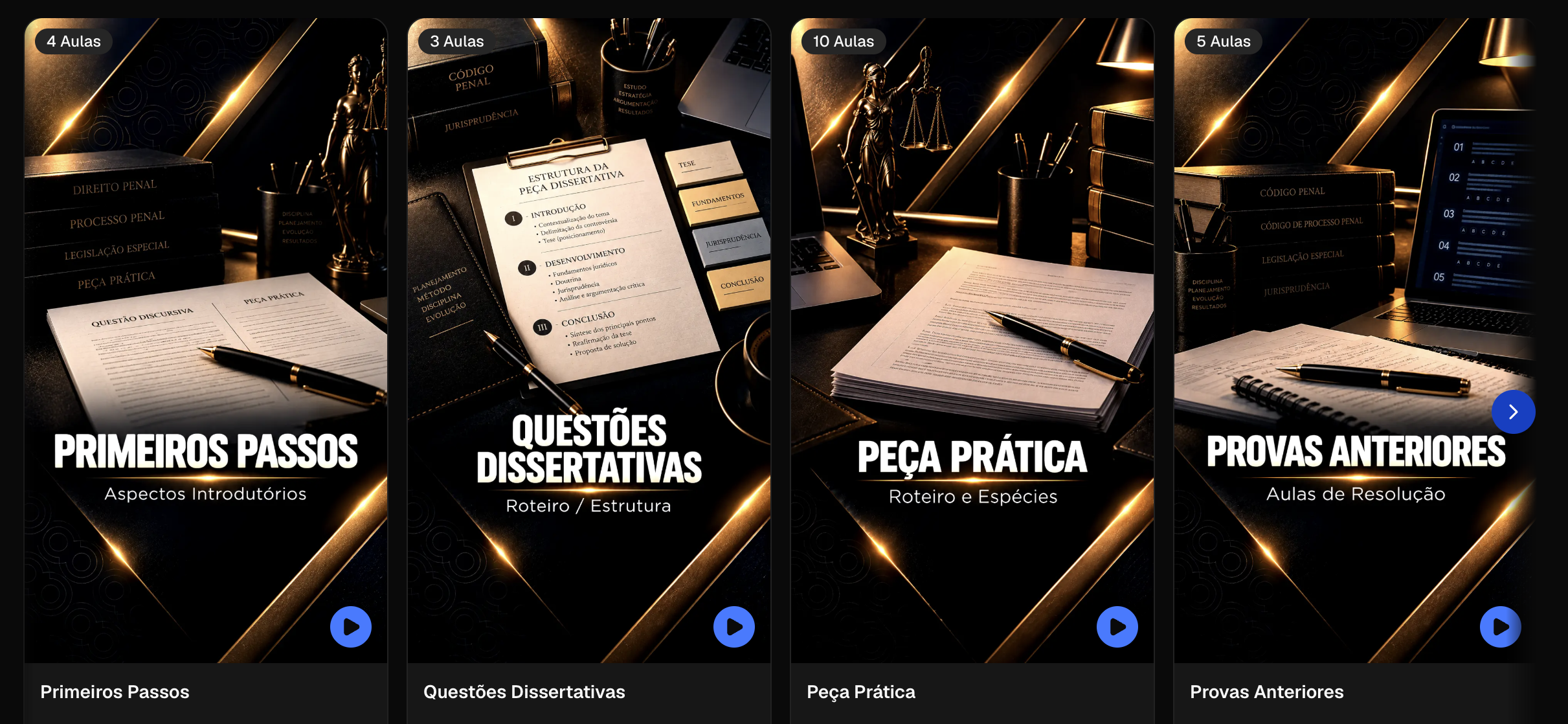 Primeiros passos, questões dissertativas, peça prática e provas anteriores